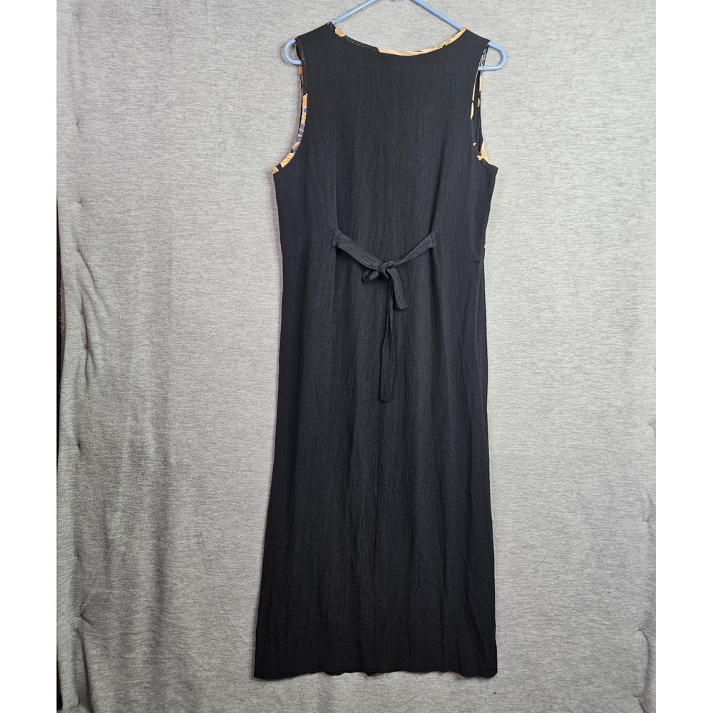 Dressing Clio Vintage Black Maxi Dress Women's Sz Medium Sleeveless Floral Trim - Picture 2 of 13